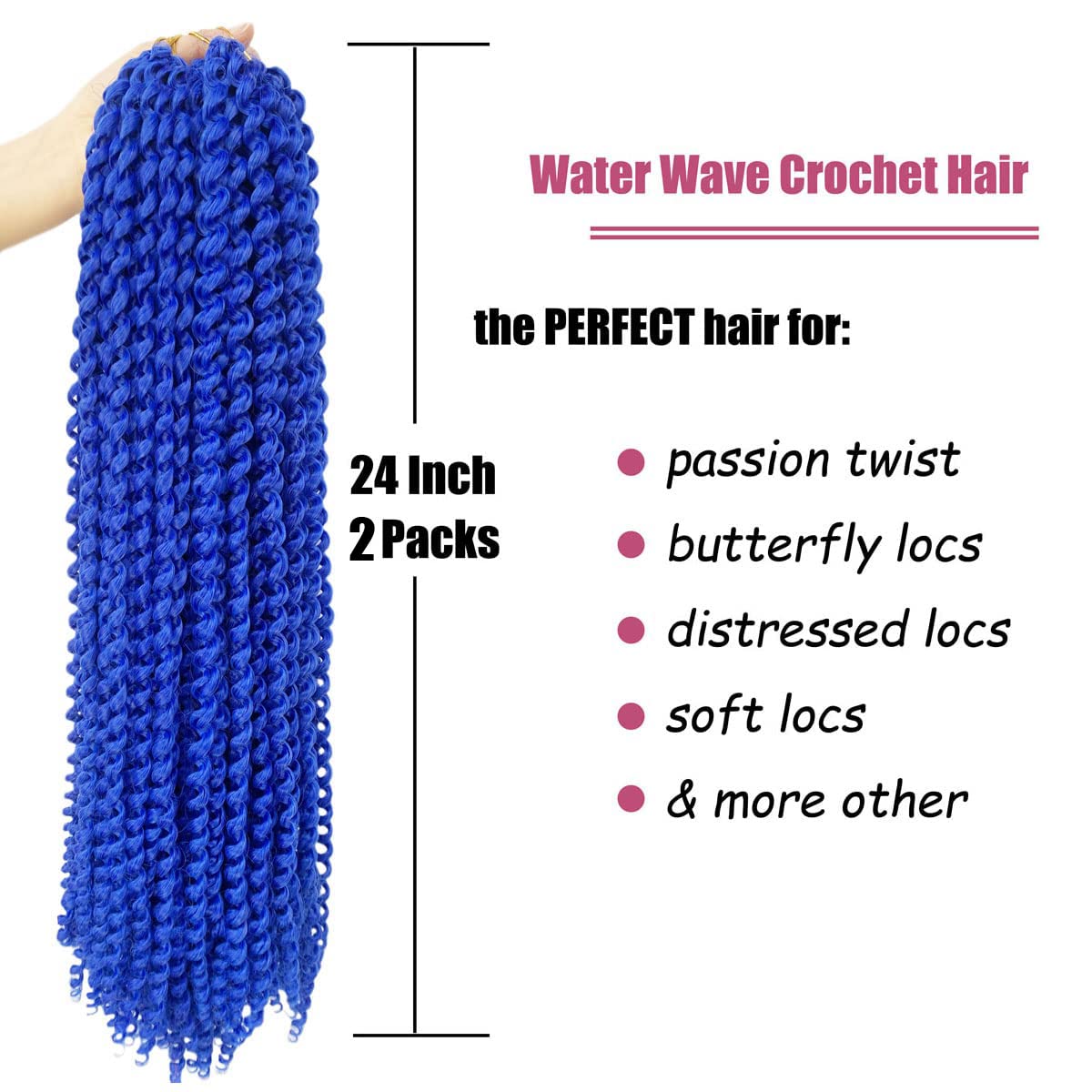 Amazon.com : Blue Passion Twist Hair 24 Inch 2 Packs Water Wave