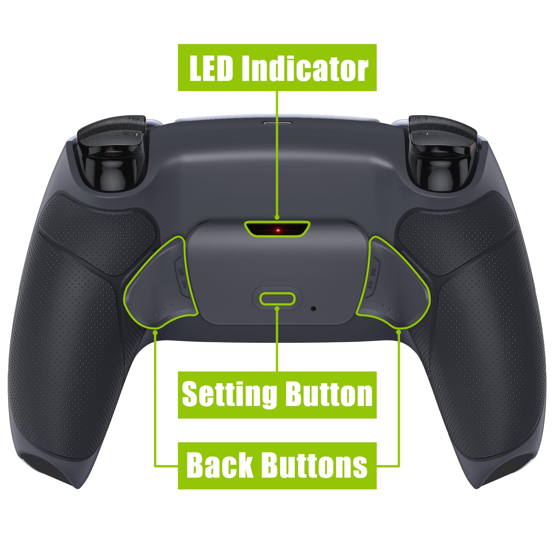 eXtremeRate Rise V3 Remap Kit per ps5 Controller BDM-030/040/050,Back Button Levette Posteriore per ps5 Joystick,Tasti Aggiuntivi&Cover Grip Gommato per Joypad,Senza Controller,Grigio Scuro