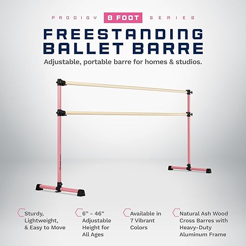 Miniatura 8 de VITA Barre Portable Freestanding Double Ballet Barre, Prodigy, Wood  Adjustable Height, USA Made, Home or Gym Exercise Equipment for Kids & Adults