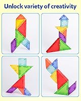 Vista 4 de Rompecabezas Tangram Magnético de Viaje Coogam con Bloques de Construcción 3D, Libros de Rompecabezas de Escritura en Forma de Patrón para Viajes