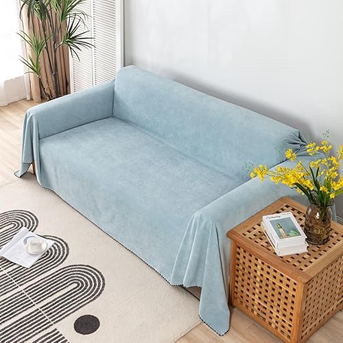 Beydodo Funda suave para sofá, funda de sofá pequeña de 1 asiento, toalla de poliéster, color liso, azul claro, 70 pulgadas de ancho x 36 pulgadas