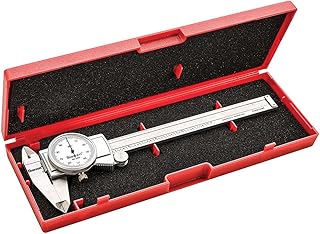 Starrett Dial Caliper Measuring Tool 3202-6, Hardened Stainless Steel Metal, 6 Inch Range, 0.001