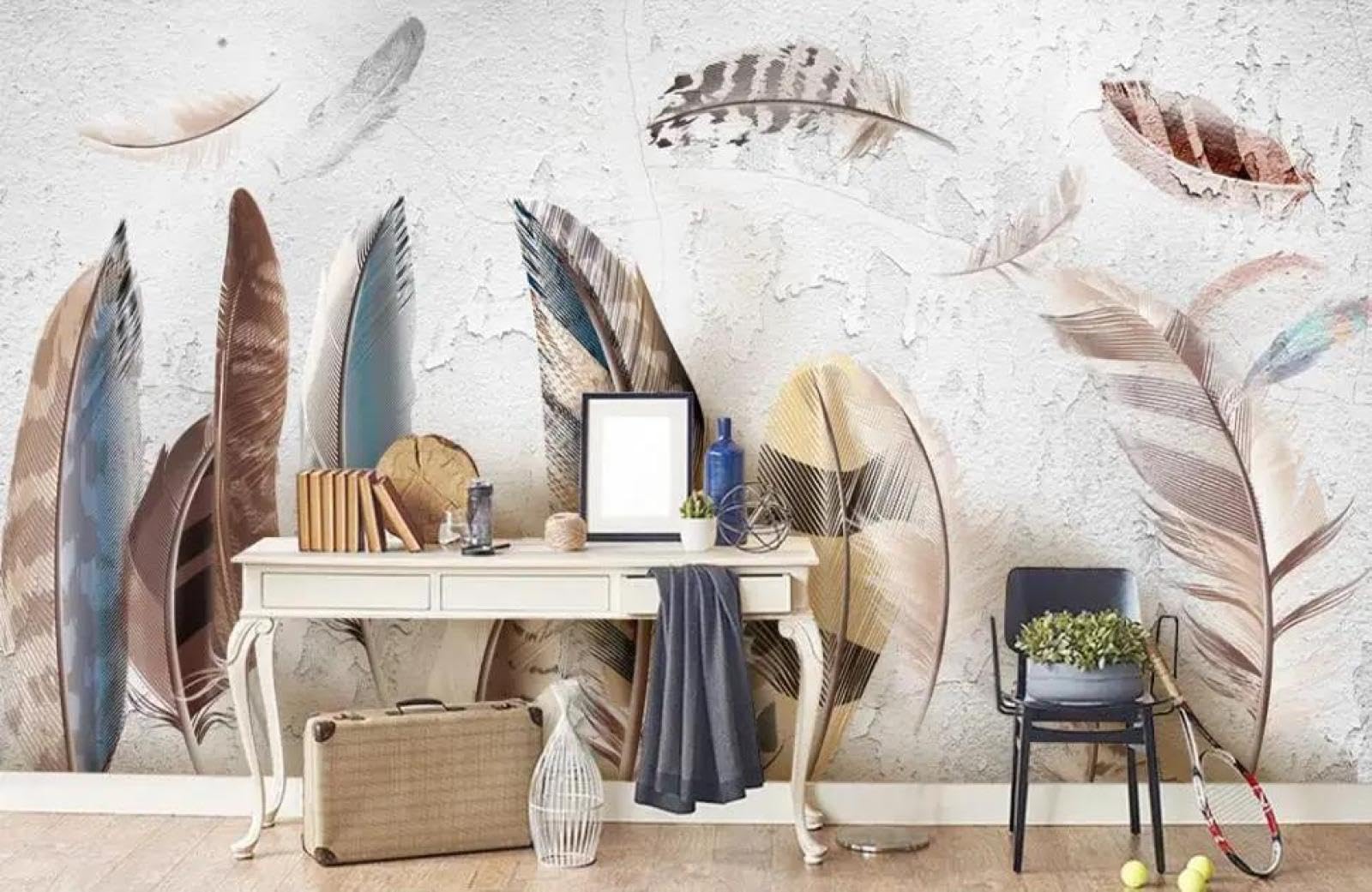 Papier peint mural 3d feuilles ILIYA en intissé pour salon et chambre