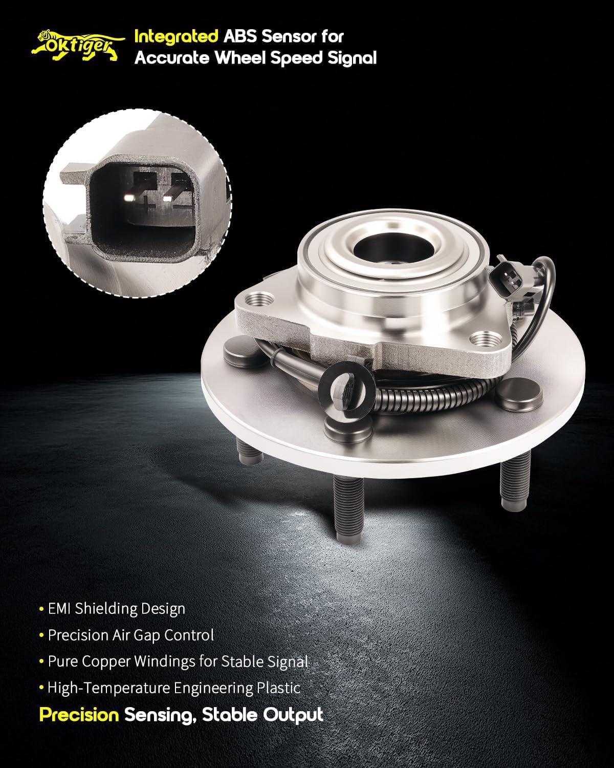 Oktiger 515113 Front Wheel Bearing and Hub Assembly with ABS & 5-Lug Compatible with Dodge Ram 1500 2006 2007 2008 2009 (Laramie Slt Sport Srt-10 St Sxt Trx4), Set of 2