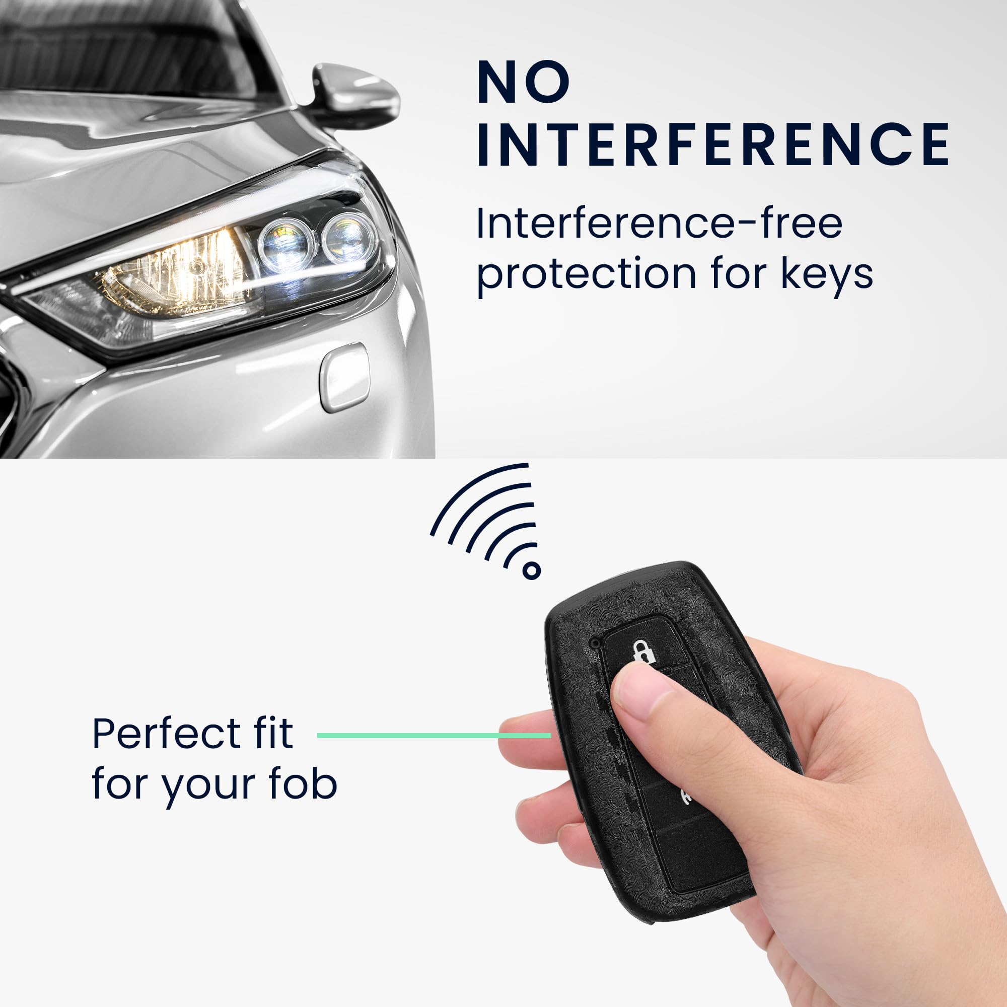 kwmobile Silicone Key Fob Cover Compatible with Toyota 2-3 Button Smart Car Key, Carbon black - Image 3