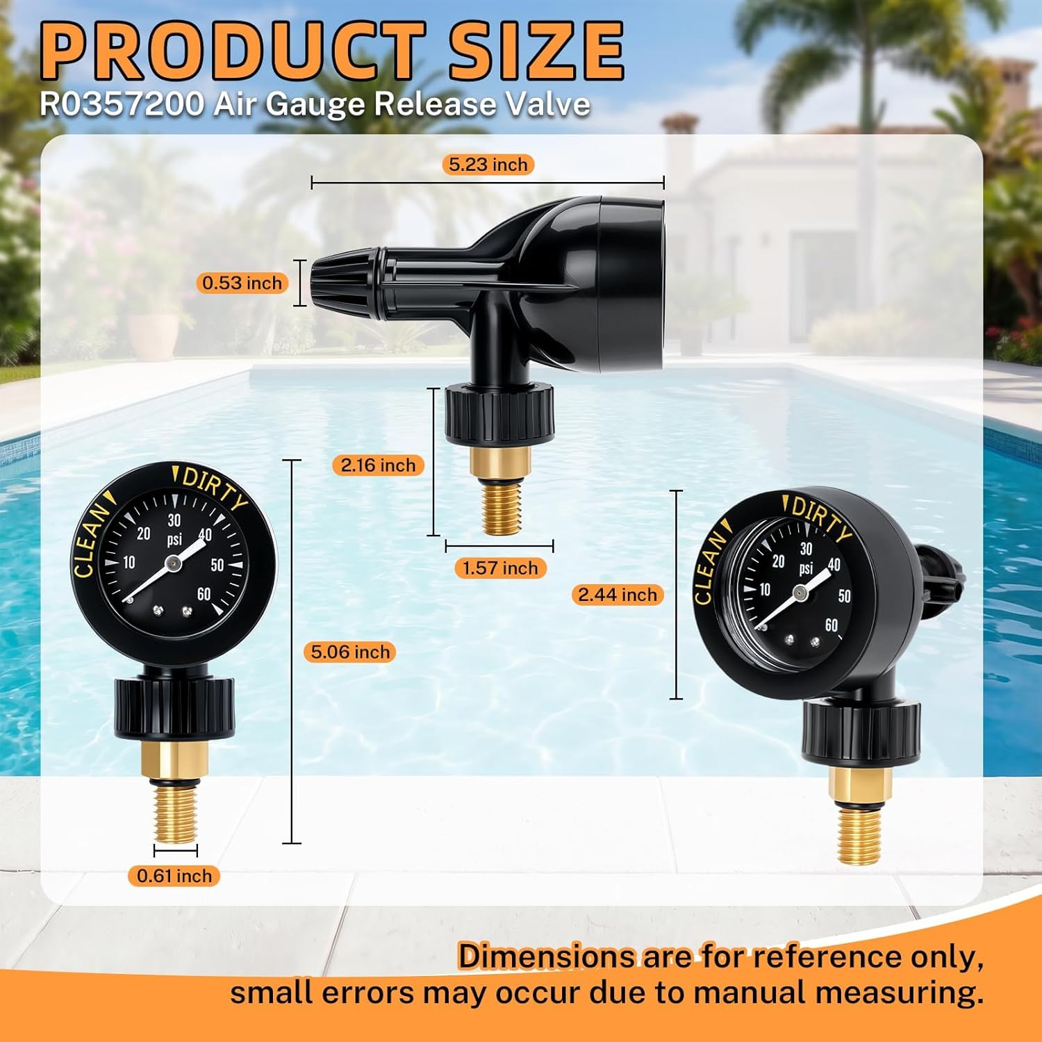 R0357200 Air Gauge Release Valve Assembly, Compatible with Jandy and Zodiac CV, CL, DEV, DEL, JS Series Pool and Spa Cartridge Filters