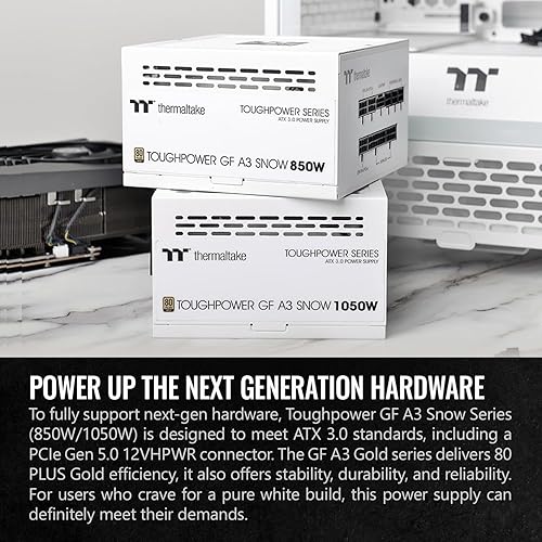 Miniatura 3 de Thermaltake Toughpower GF A3 Snow Edition 1050 W 80+ Gold Full Modular SLICrossfire Ready ATX 3.0 Fuente de alimentación conector PCIe Gen.5 600W