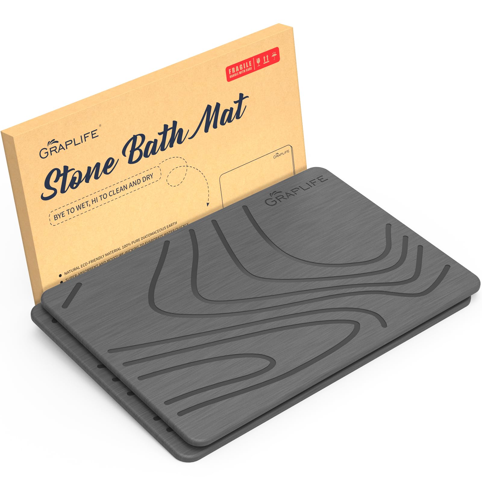Confezione da 2 tappetini da bagno in pietra da 81 x 50 cm
