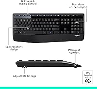 Vista 7 de Logitech MK345 Combo de teclado y ratón inalámbricos con reposamuñecas, receptor USB de 2.4 GHz, compatible con PC, laptop, negro