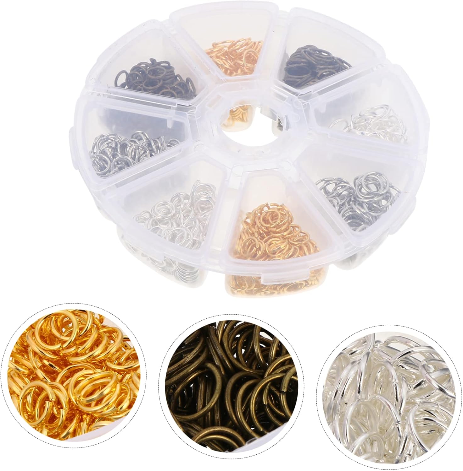 STOBOK Jewelry Making Supplies Seed Beads Ring Sizer Open Jump Rings for DIY Crafts