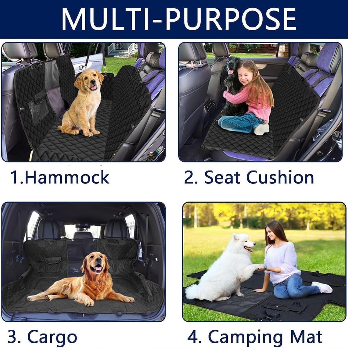fidozen Dog Car Seat Cover for Back Seat with Visual Mesh Window - 100% Waterproof & Scratchproof 600D Oxford Dog Hammock for Car, Truck, SUV - Non-Slip Pet Seat Cover with Side Flaps, Universal Fit - image 8