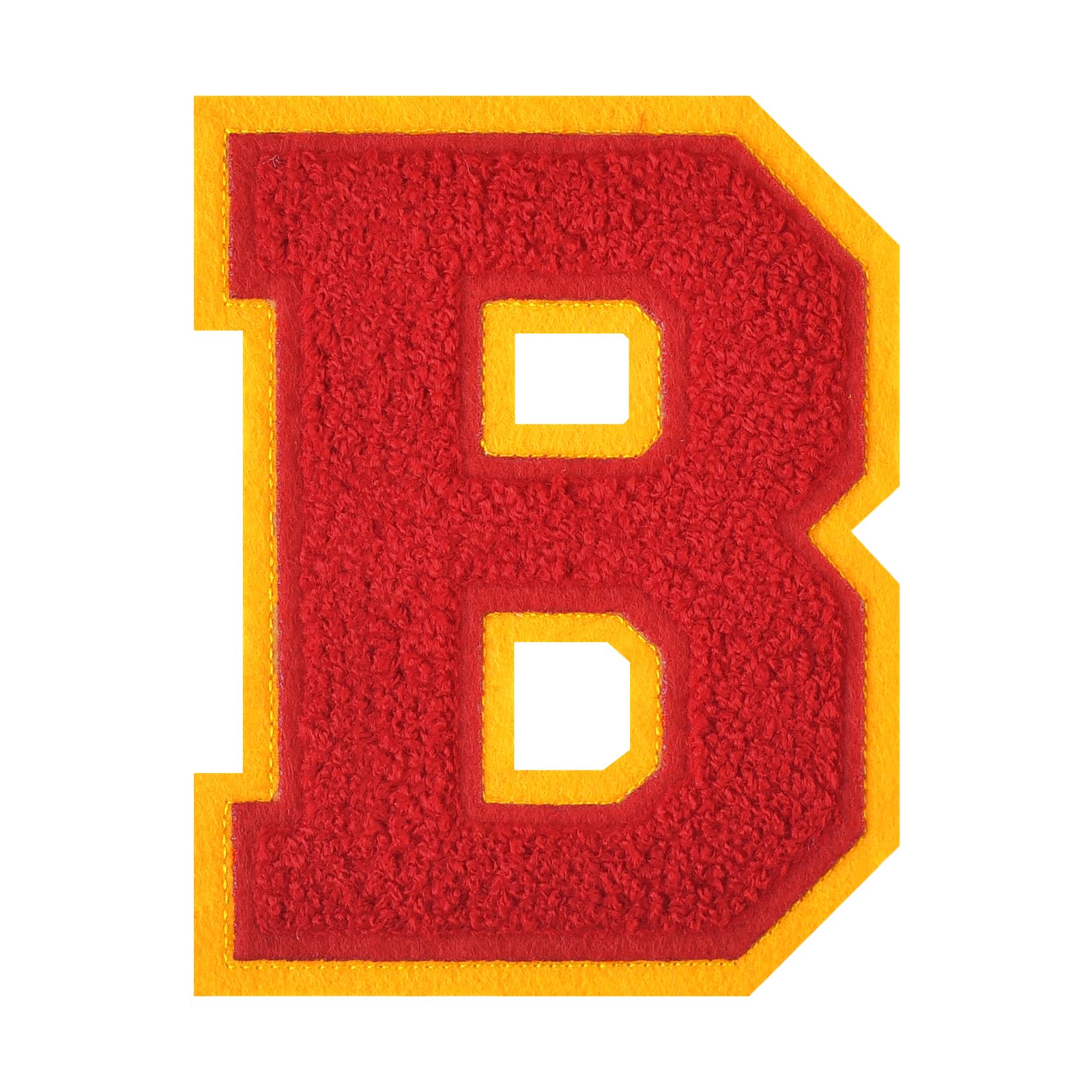 Photo 1 of 1 PCS 4.5" Red Iron On Chenille Letter Patch – Alphabet Patches for Clothing, Jackets, Backpacks, Hats for Personalized Decor, Custom Name, and Crafts. (B)