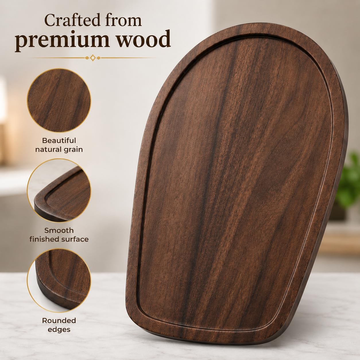 Walnut Slider Board Compatible with 4.5 to 5 Qt Tilt Head Models, Sliding Tray for Easy Countertop Movement and Space Saving Storage