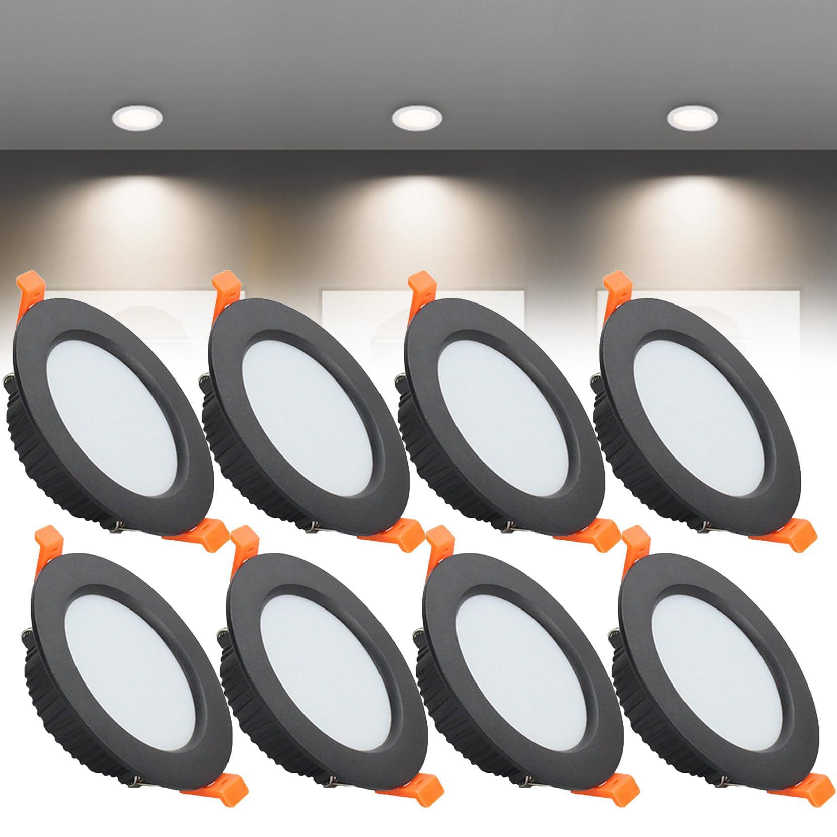 Syibelters 7W LED Recessed Ceiling Lights 108mm Natural White 4000K 7W 240LM, Cut Φ80-90mm, AC110-240V Ultra Slim Downlights, LED Panel Light for Living Room Hallway, 8 Pack