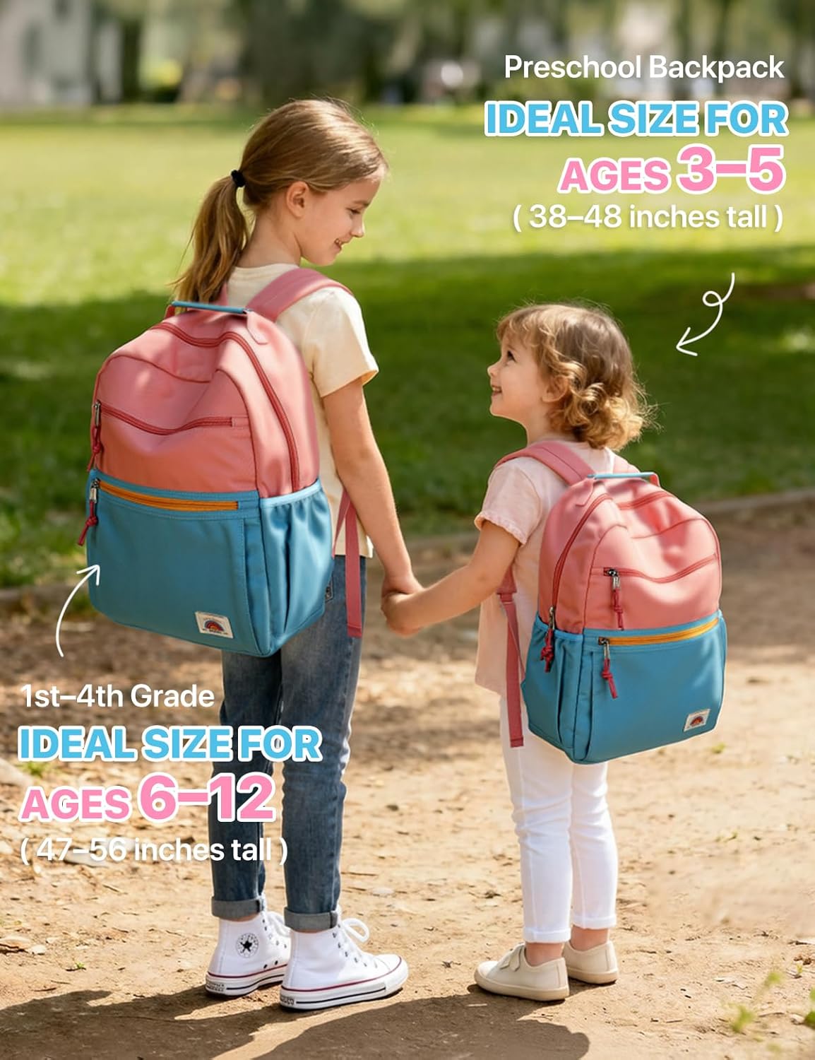 VASCHY Toddler Backpack, Girls Lightweight Plain Color-block Small Kids Backpack Bookbag for Preschool/Kindergarten/Daycare/Travel Pink Blue - Image 7