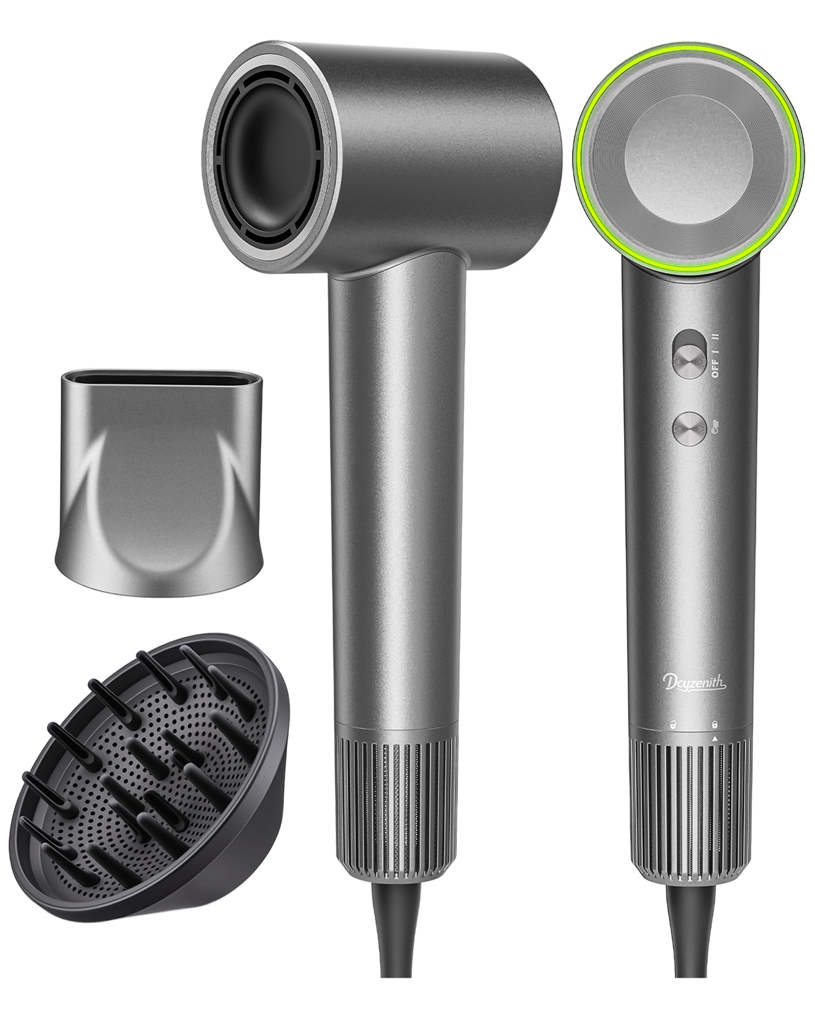 High-Speed Ionic Hair Dryer Blow Dryer with Diffuser &amp; Concentrator, Grey