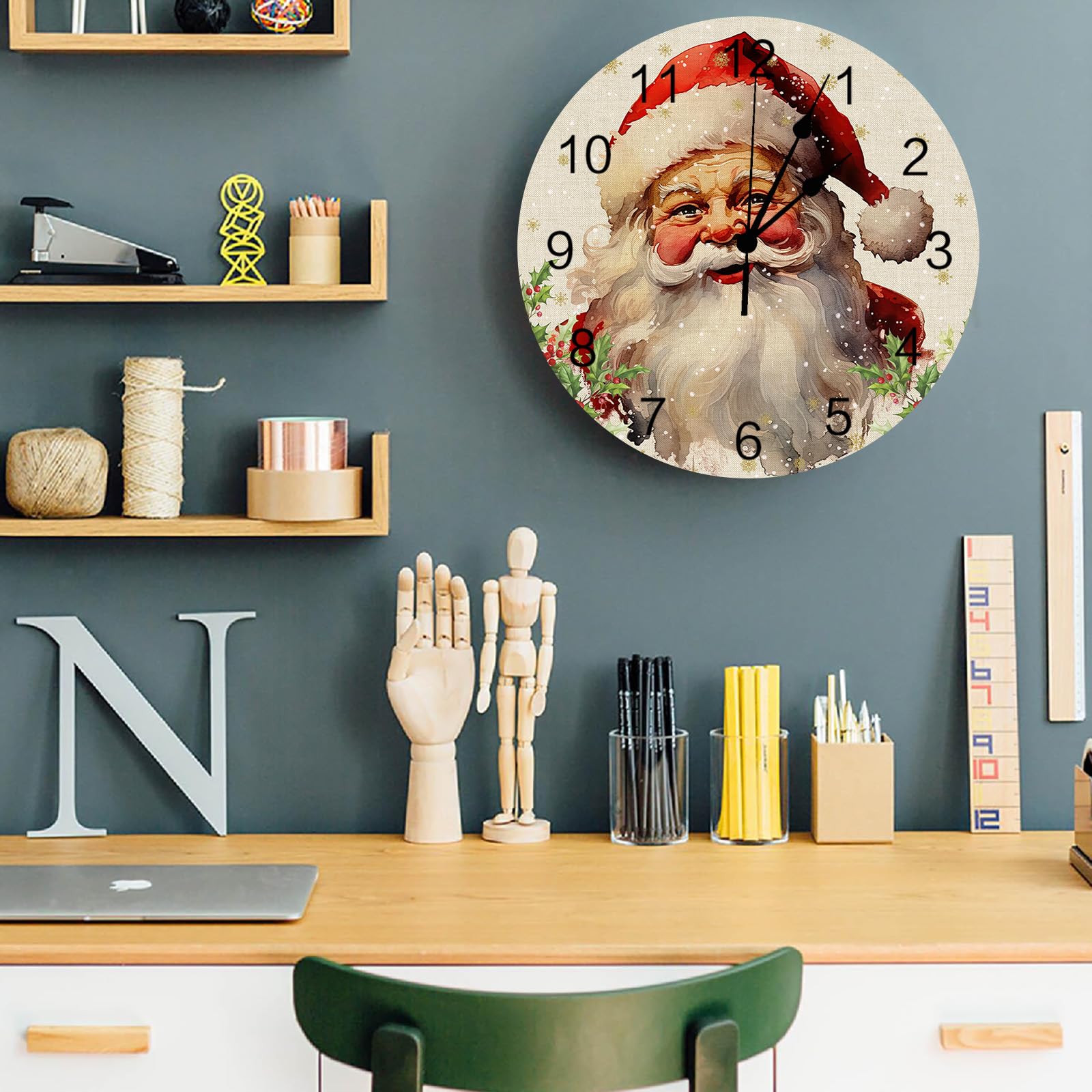 Amazon.com: Christmas Wall Clock 12 Inch Silent Non-Ticking Santa