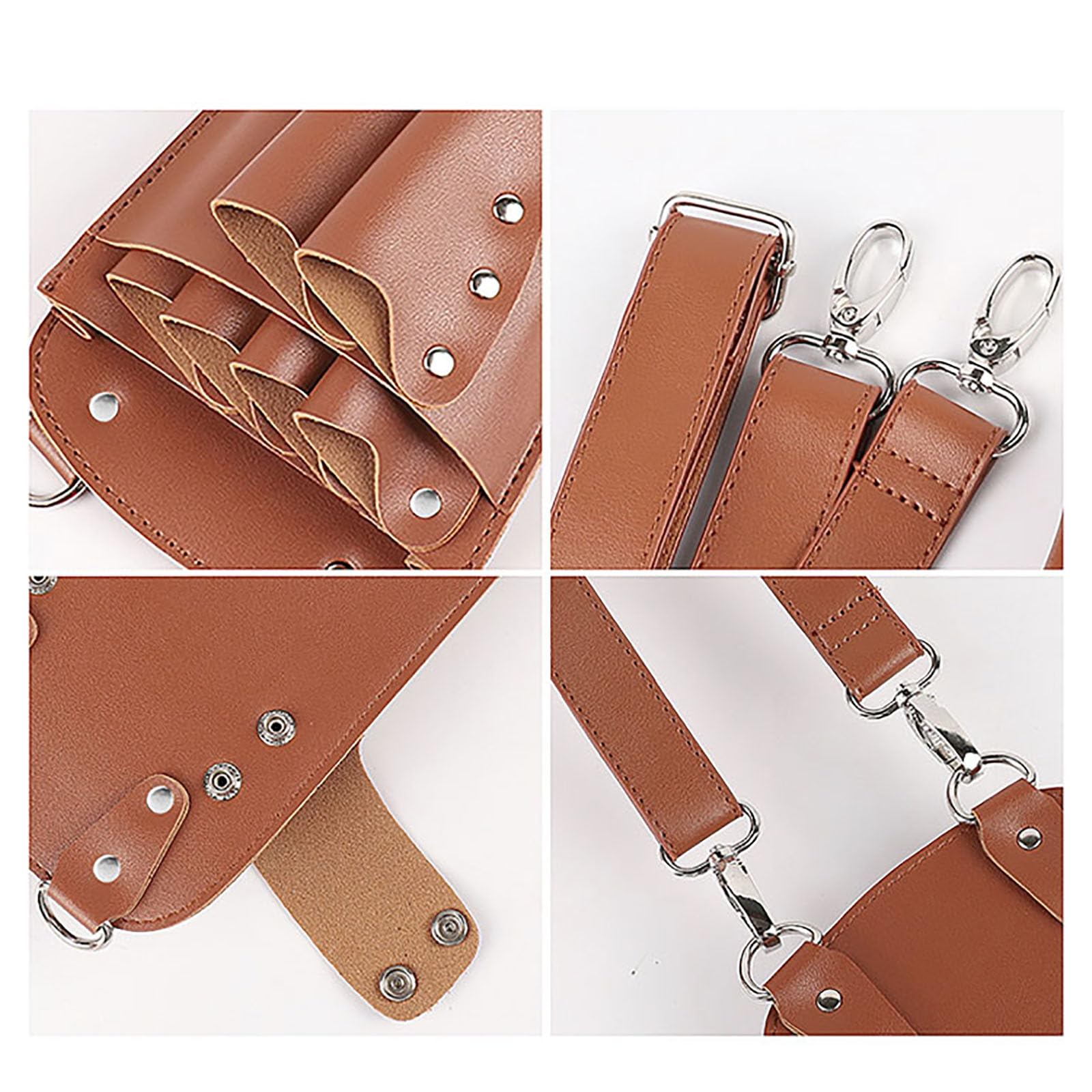 Fondina per forbici da barbiere， Cintura for fondina for pettine a forbice da barbiere, marsupio for parrucchiere Borsa for custodia for cesoie | Brown