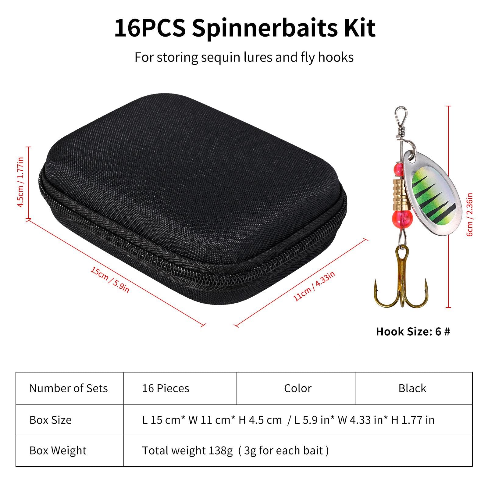 16 Esche Spinner Per Pesca – Set In Custodia Rigida Con Esche Artificiali Per Trota, Persico E Luccio