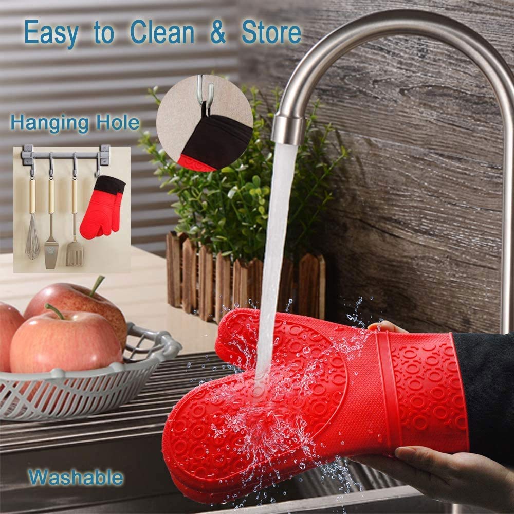 RajoNN Un Paio di Guanti Resistenti al Calore Guanti da Forno in Silicone Guanti da Barbecue Guanti da microonde per Barbecue Guanti Antiscivolo da Forno Guanto da Ispessimento