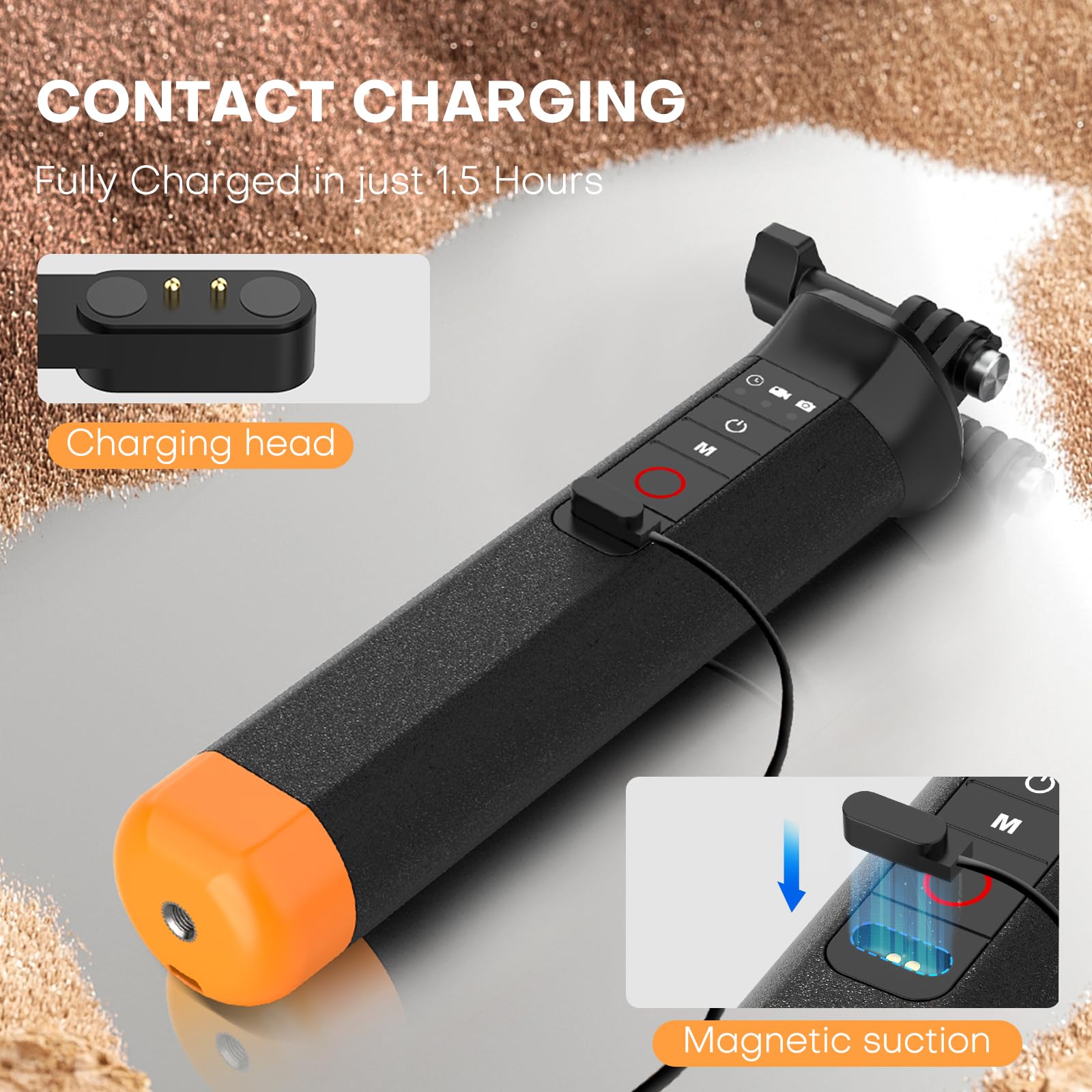 REYGEAK Drijvende Selfie Stick Handgreep, met Bluetooth Afstandsbediening, Onderwater Handvat Stick met Lanyard, Waterdichte Monopod voor GoPro Accessoires Hero 13/12/11/10/9 Actie Camera