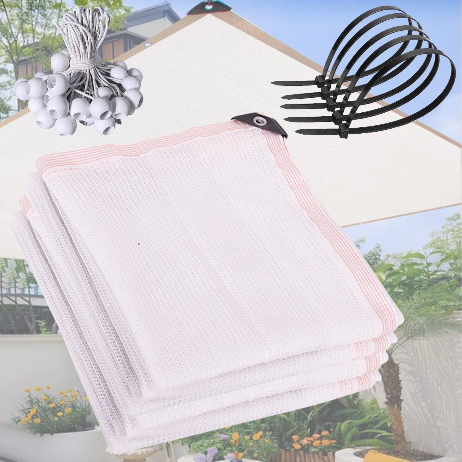 Tissu d'ombrage blanc 90% pare-soleil avec oeillets pour serre jardin balcon