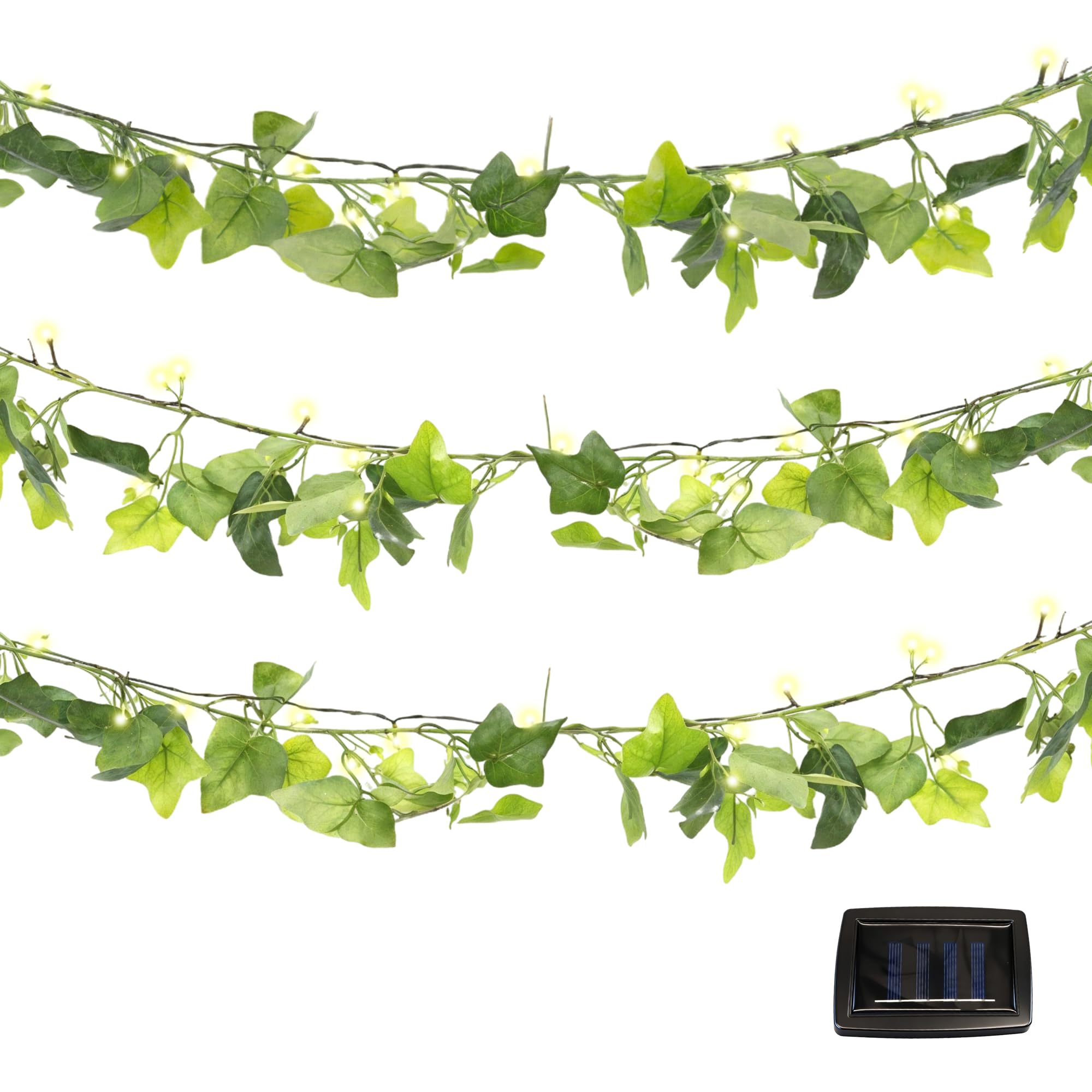 Gardenwize Bright White – 2M X 20 Piece Solar Powered Bright Bulb Garden String Lights, Pathway Lights – Decorative Garden Decorations No Running Costs (Outdoor Ivy)