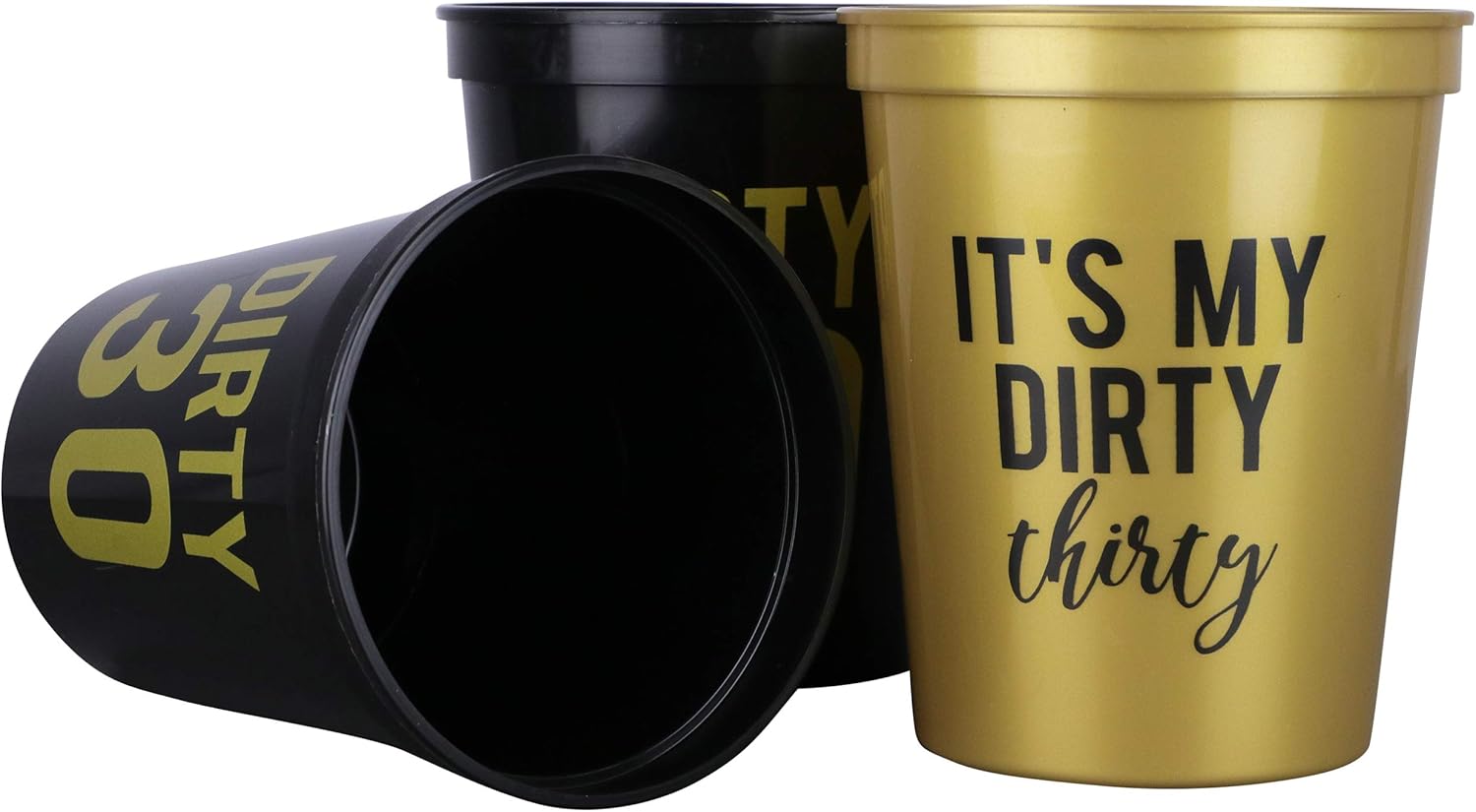 Gеt Dіѕсоunt оƒƒеr Dirty Thirty, 30th Birthday Party Cups and 1 Gold It's My Dirty 30 cups, Set of 12, 16oz Black and Gold 30th Birthday Stadium Cups, Perfect for Birthday Parties,Birthday Decorations!