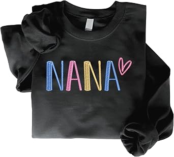 GODMERCH Embroidered Nana Sweatshirt, Gifts Birthday Mothers Day for Nana, Embroidery Crewneck Sweatshirts for Women