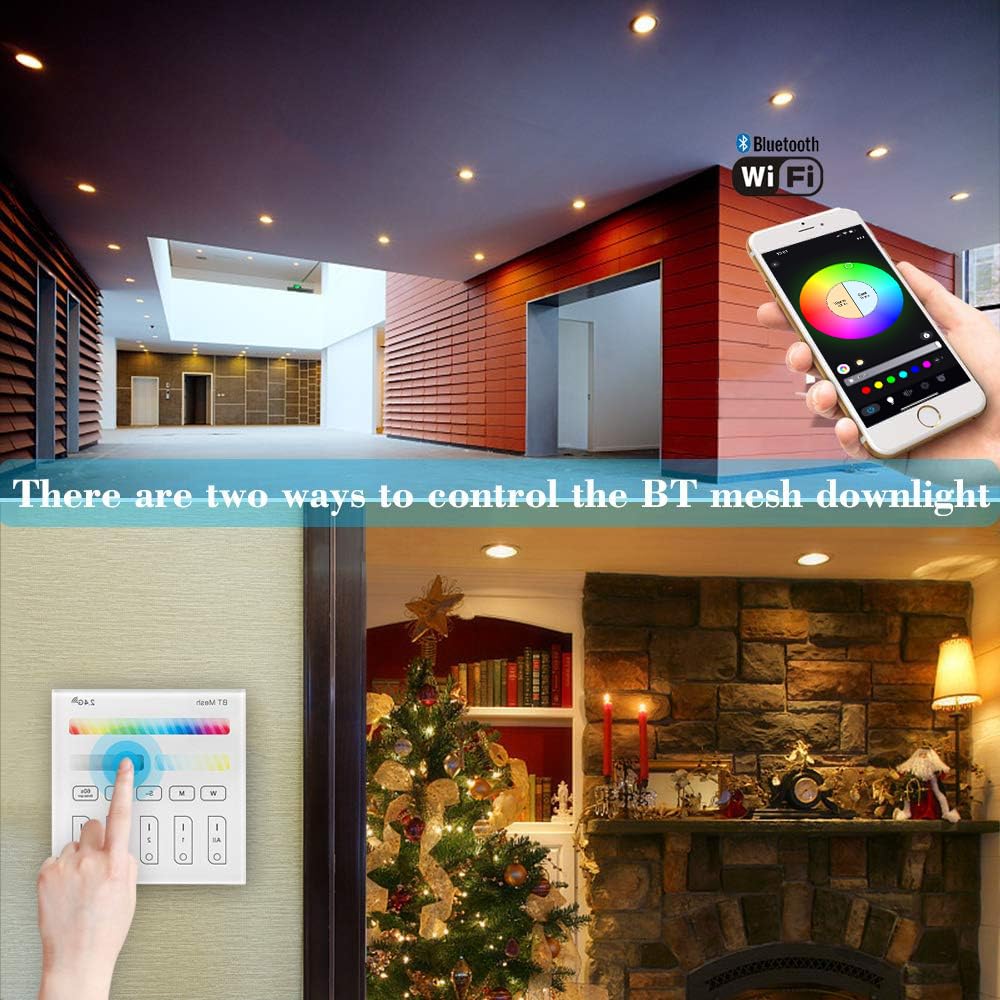 10er LED Einbaustrahler 230V RGBWC+CCT-WIFI/Bluetooth 9W LED Spots led Einbauspots Flach Dimmbar, RGB+2700K-6500K, APP Steuerung, Deckenleuchte Lampe mit Fernbedienung Kompatibel mit Alexa Google Home