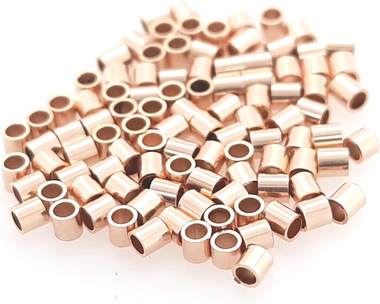 100pcs 14/20 Rose Gold Filled Tube Crimp Beads, 1 X 2MM, by CRAFT WIRE - Image 2
