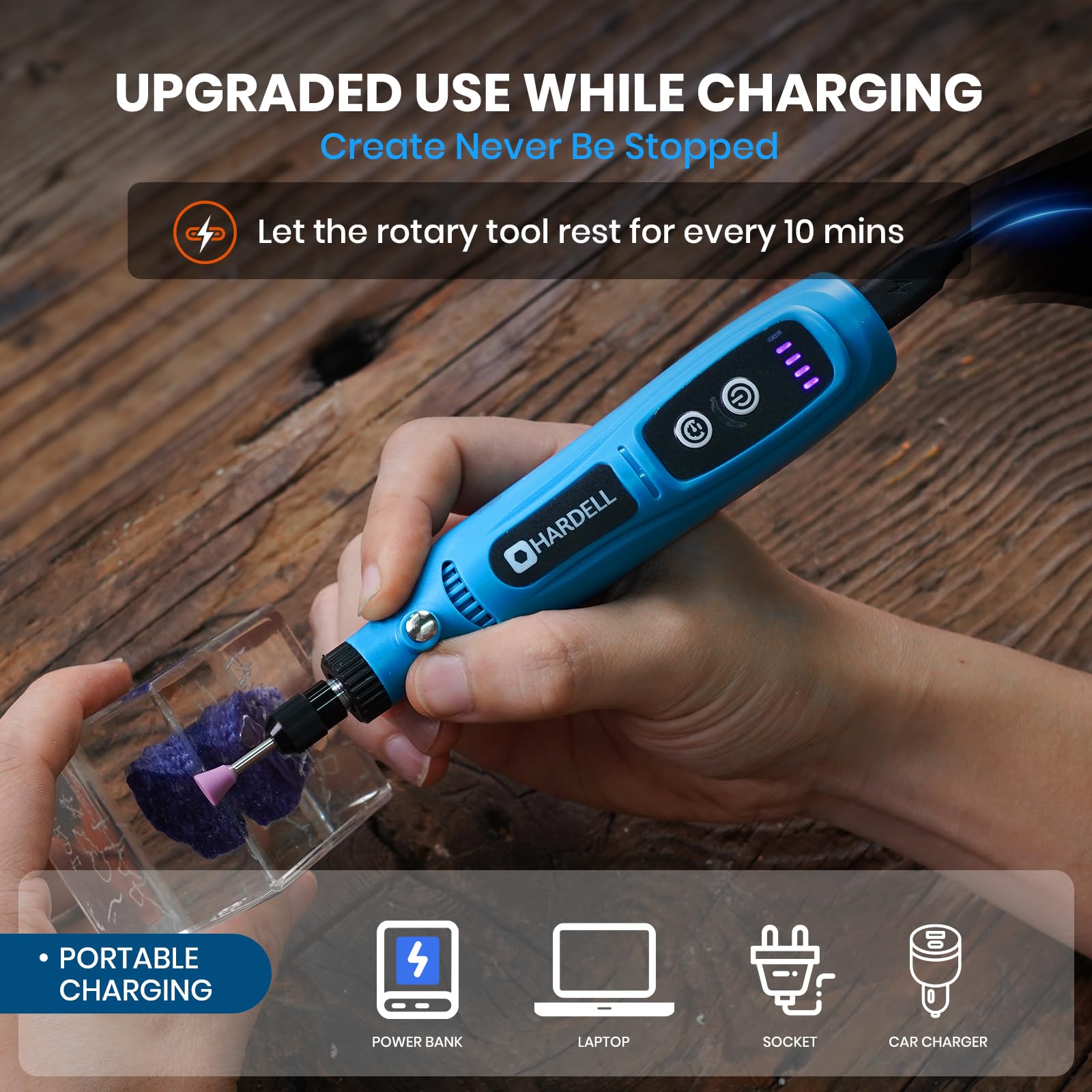 HARDELL Mini Trapano Elettrico 5 Velocità Regolabile Utensili Rotanti Multifunzione 43 Accessori