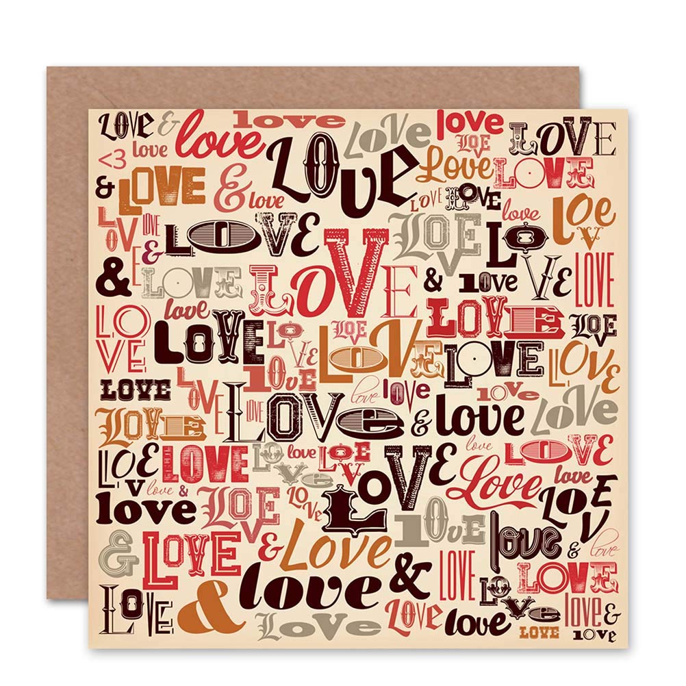 Wee Blue Coo LOVE ROMANCE VALENTINES TYPOGRAPHY WORDS BLANK GREETINGS BIRTHDAY CARD ART