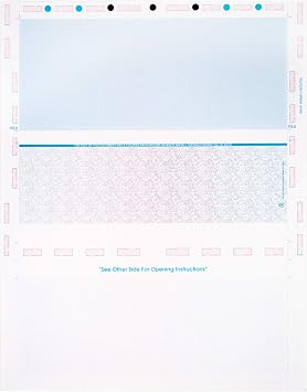 Carousel Checks Inc. Pressure Seal Mailer Checks, 8.5" X 11" Z-Fold, Blue Red Blank, 28#, Middle Check, 1000 Checks