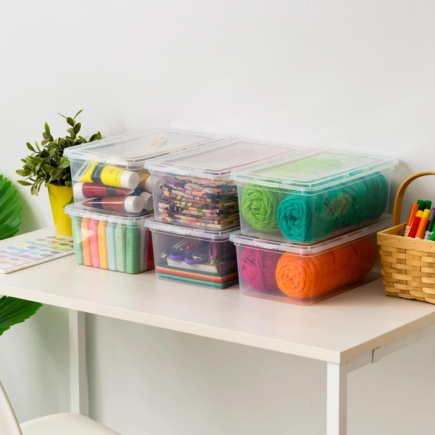 5 Qt Stackable Plastic Storage Bins with Lids 20 Pack Clear Plastic Storage Containers Durable Nestable Containers