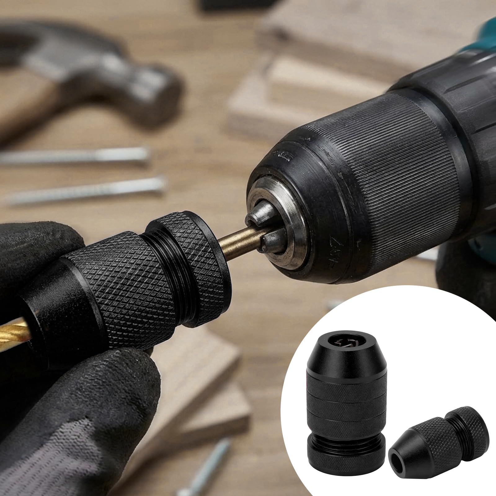 GIONAR 2 Stück Bohrer Tiefenanschlag-Set, einstellbar von Ø 2-11 mm, Aluminium Bohrstopp für präzise Holzbohrer Holzbohrungen, Schwarz