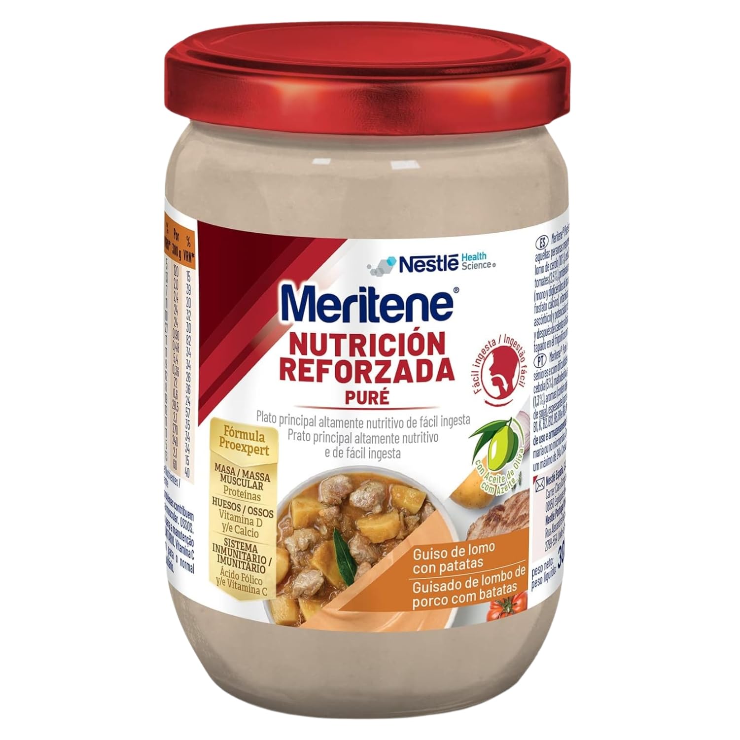 Meritene Puré de Guiso de Lomo con Patatas 300 gr Alimento Nutritivo para Adultos con Dificultad para Tragar