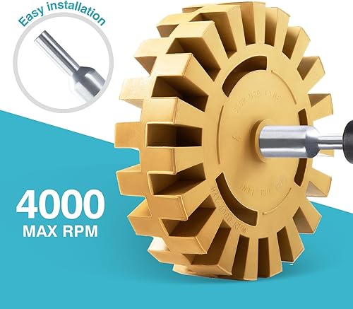 Miniatura 3 de Removedor de calcomanías, rueda de goma de borrar, rueda de goma para quitar adhesivos para autos, herramienta de eliminación de calcomanías que