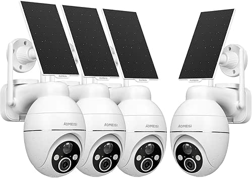 2K Solar Security Camera Outdoor,360°View Pan/Tilt,Two-Way Audio,Easy to Setup,Audible Flashlight
