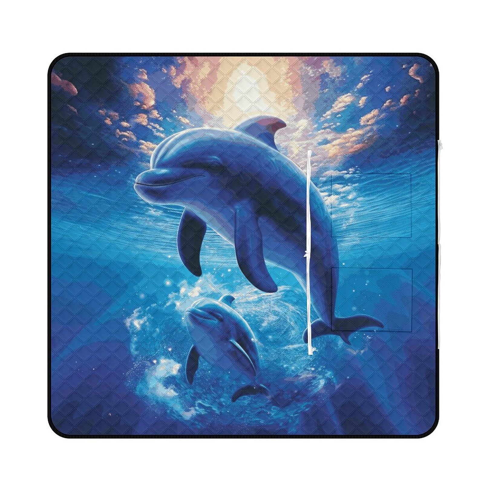 Manta de picnic y playa, manta de picnic portátil, grande, manta de picnic con lindos delfines, plegable, duradera, para playa, camping, césped, parque, accesorios