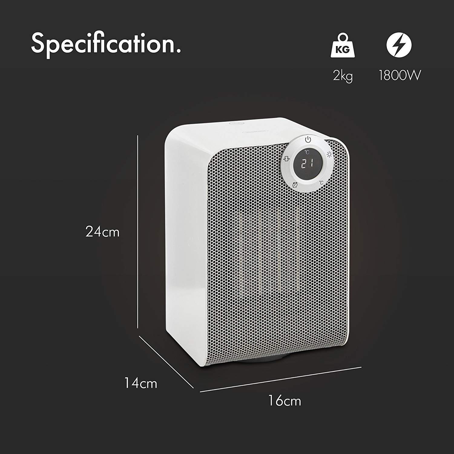 Easy Home Electric Ceramic Heater 1800W - PTC Heat Technology with Timer- 2  Heat Settings Temperature Adjustment- LED Display : Amazon.ae: Kitchen
