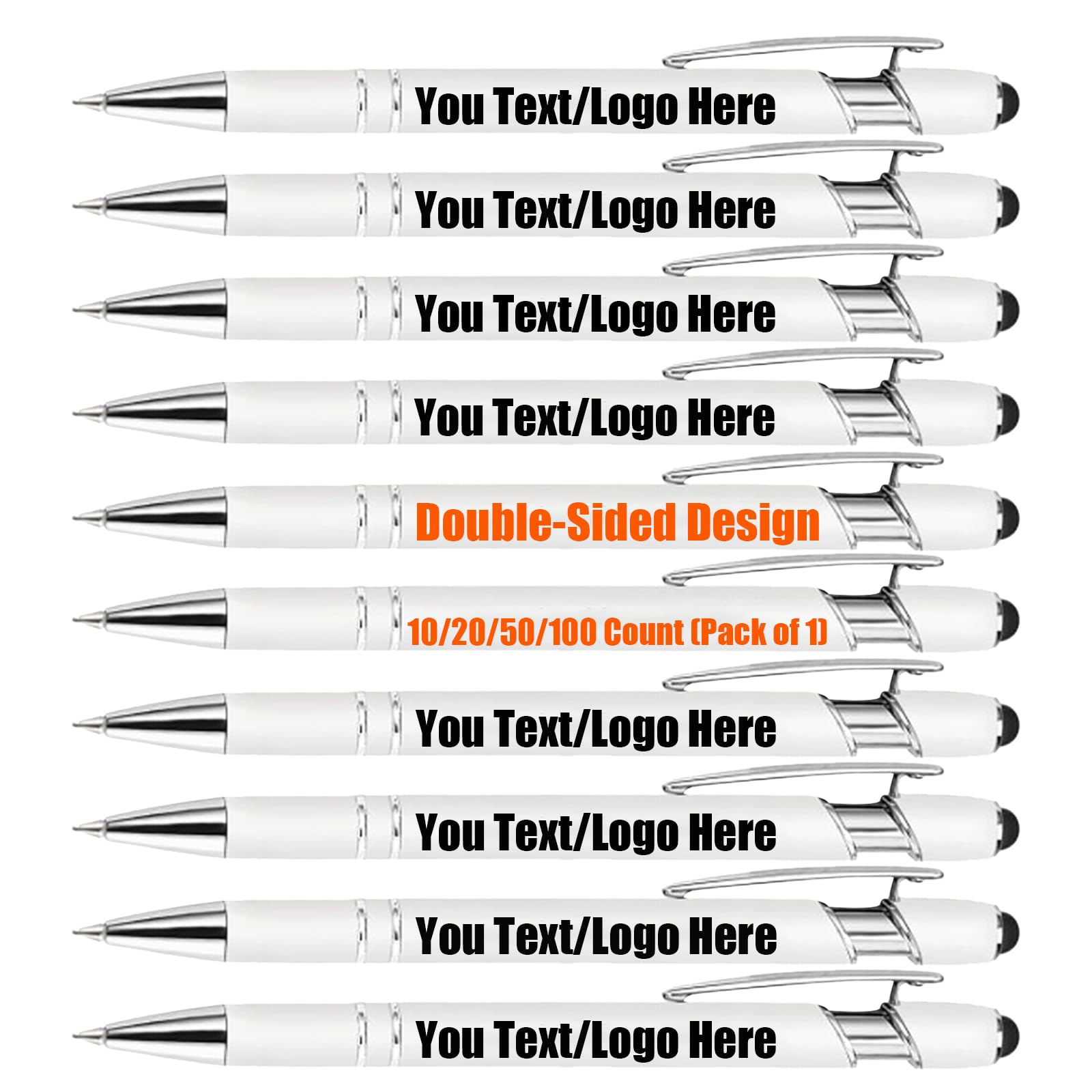 10/20/50/100pcs Personalised Pens for Office Stylus Pen Engraved Pen with Name Message - Ball Point Pens Multipack - Handwriting Pens for Business Conferences And Exhibitions (White, 20PCS)