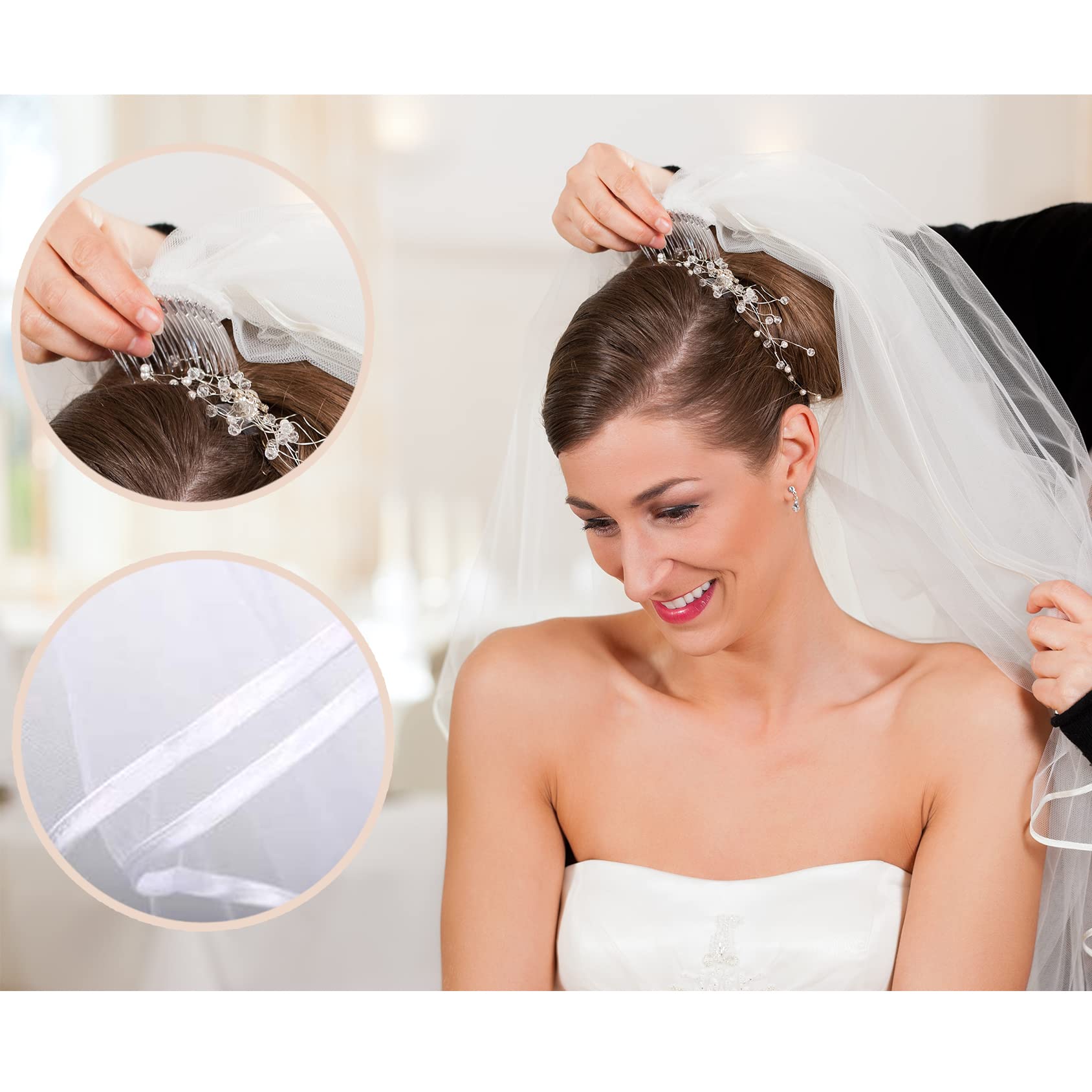 Set 8 Pezzi Per Addio Nubilato | Velo Sposa + Fasce Team Bride | Decorazione In Raso E Tulle