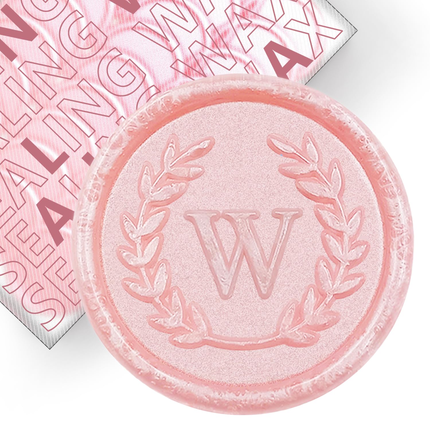 50Pcs Pink Letter W Adhesive Wax Seal Stickers, Hand-Made, No Need Seal Stamp, Tear and Use Wax Stickers for Wedding Invitations, Envelopes, Christmas Gift