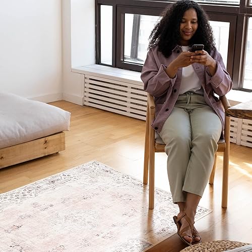 Miniatura 174 de MUJOO - Alfombra de 8 x 10 pies para sala de estar, grande, lavable, bohemio, para dormitorio, antideslizante, abstracto, suave, de pelo corto