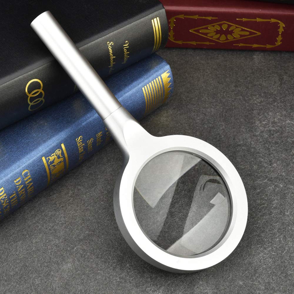 Handlupe 10x/20x Doppellinsen-Vergrößerungsglas mit LED-Beleuchtung, Vergrößerungsspiegel und Metalllinse für das Lernen zu Hause, Lesen und Fehlersuche