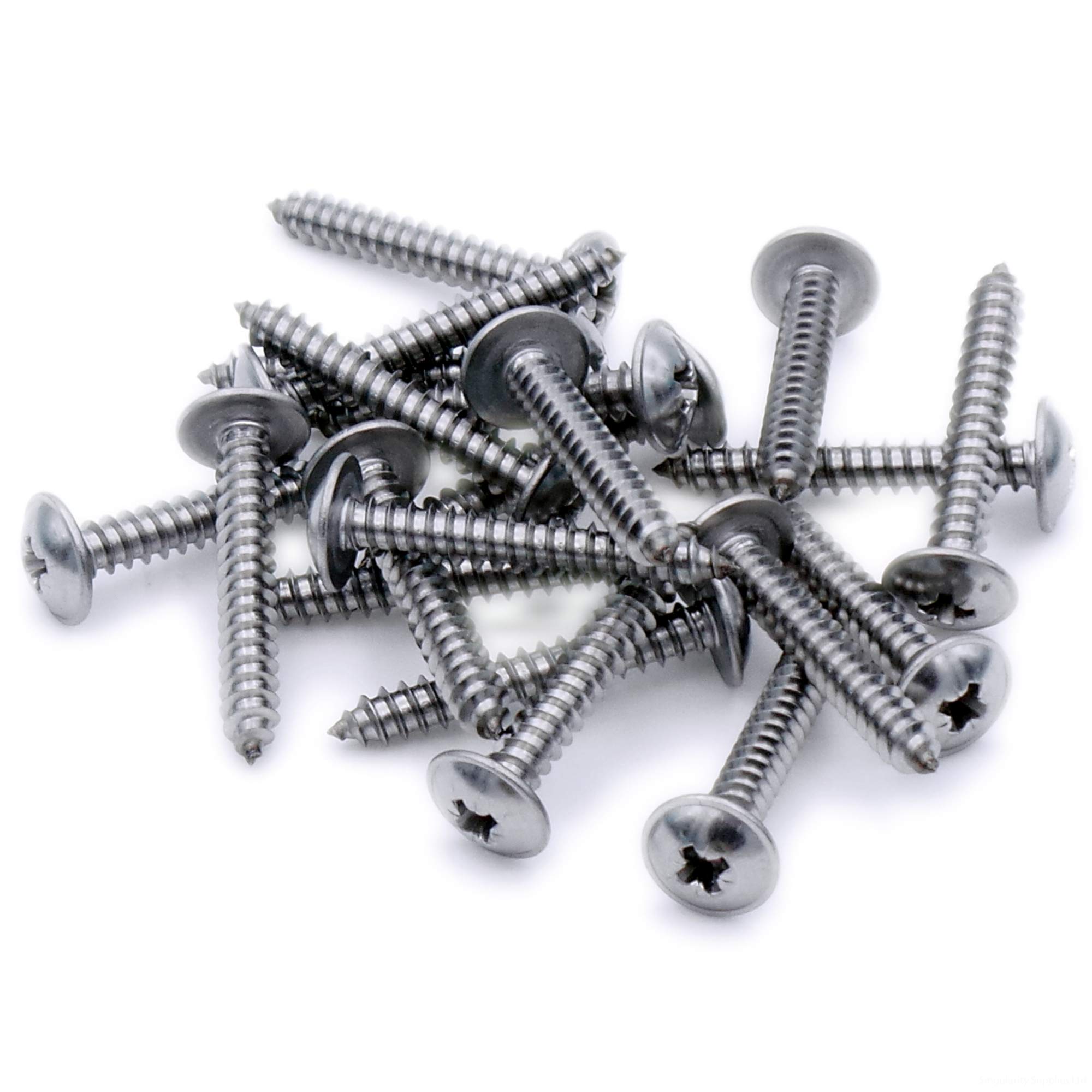 Singularity Supplies Silver No.6 X 0.375 (3.5Mm X 9.5Mm) Pozi Flanged Self-Tapping Screw - Stainless Steel (A2) (Pack Of 20)