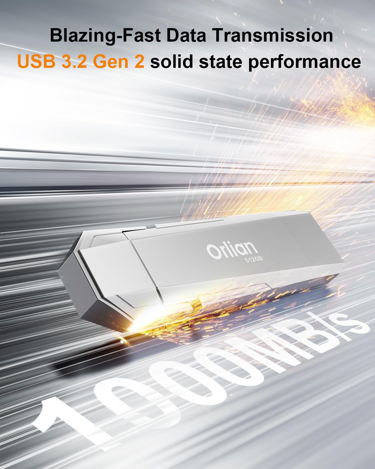 512G External Portable SSD USB Solid State Drive, Up to 1000MB/s USB 3.2 Gen 2 Solid State, Type C + A Dual Drive for iPhone15,16/ipad/Mac/Android/Windows Laptops, Silver - Additional View