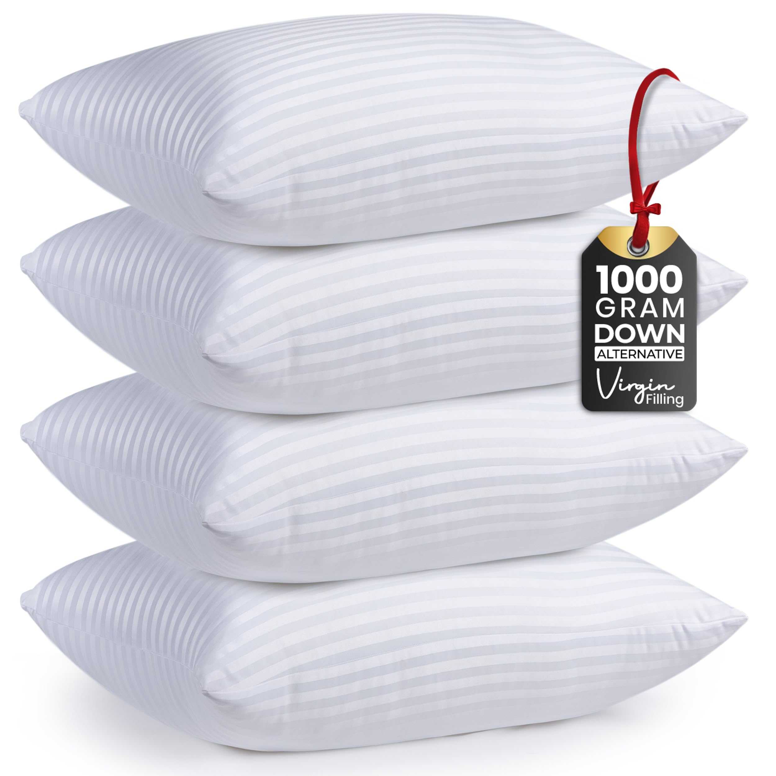 Utopia Bedding Bed Pillows Queen Size Set of 4 (White), Premium Soft Hotel Pillows, Original Down Alternative Filling, Pillow for Sleeping, Cooling Pillow for Back, Stomach and Side Sleeper