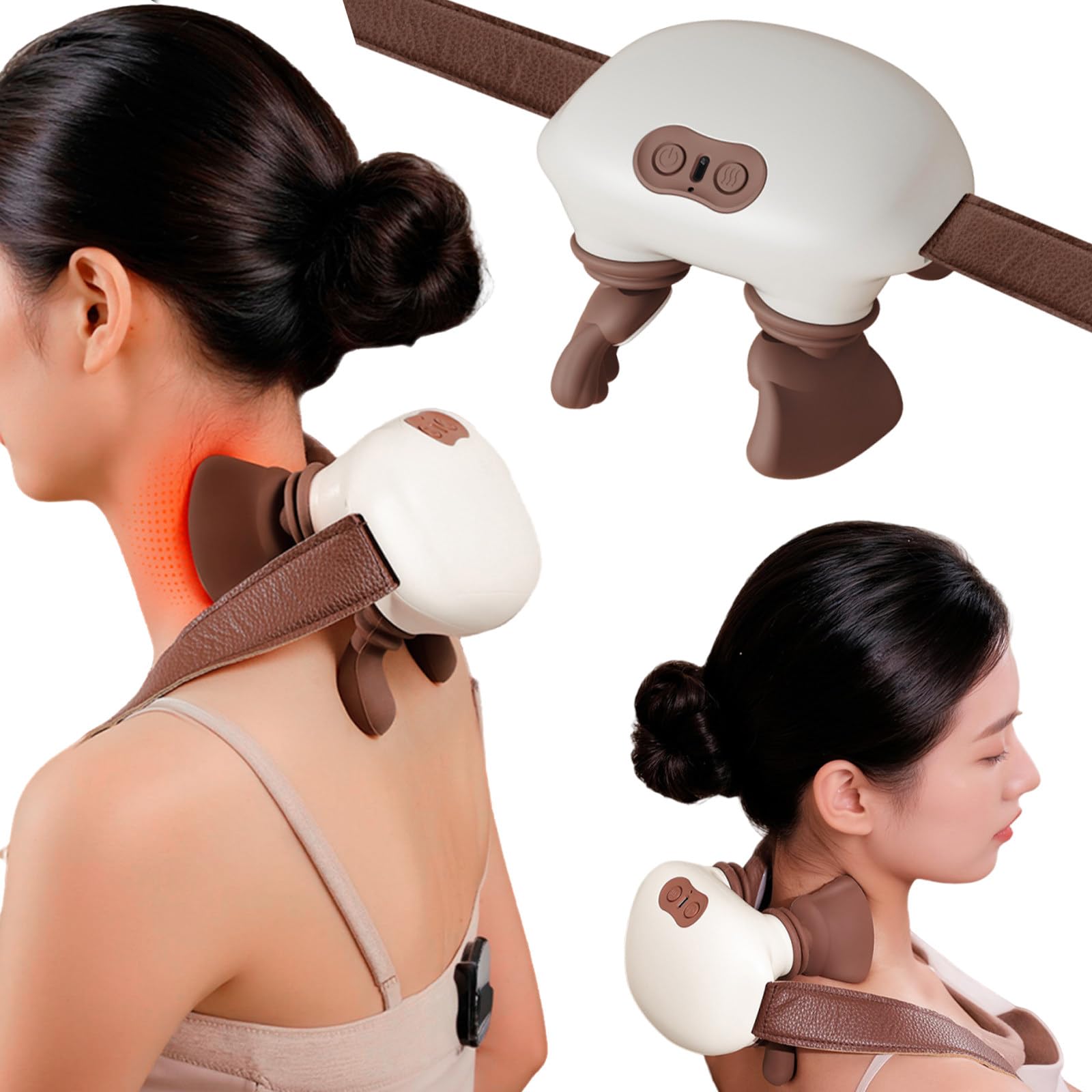 Bionic Podgrzewany Masażer, Przenośny Masażer Shiatsu Do Ramion I Szyi, 3 Prędkości, 2 Rodzaje Ogrzewania, Lekki, ładowany Przez USB, Do Szyi/Ramion/Pleców/Nóg – Do Domu/Biura/Podróży